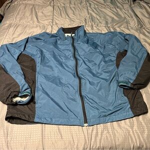 cabelas outdoor gear full zip jacket Blue Black Nylon mens Size xl